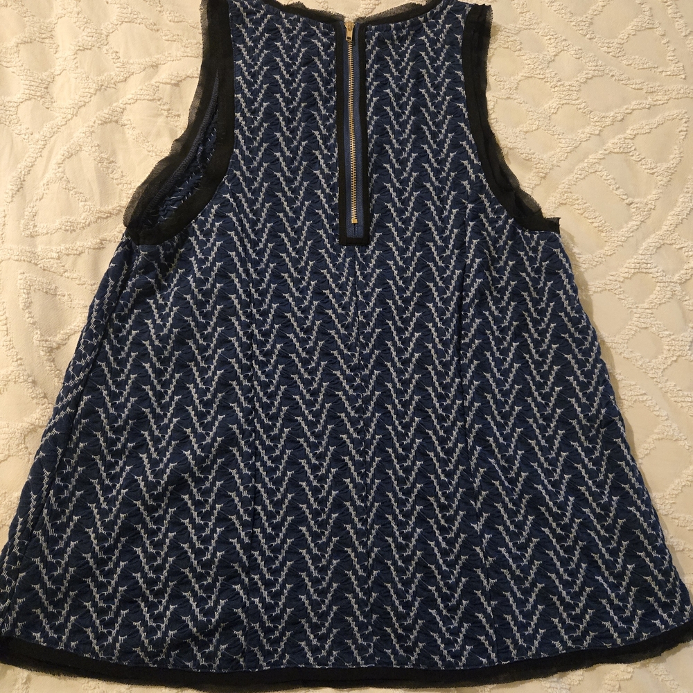 Anthropologie Passport Top Women Medium Sleeveless Blue Knit Chevron Pattern - Picture 4 of 4